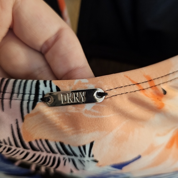 DKNY Small or Large Pastel Pink and Black Floral Haltered One Piece - Picture 3 of 7